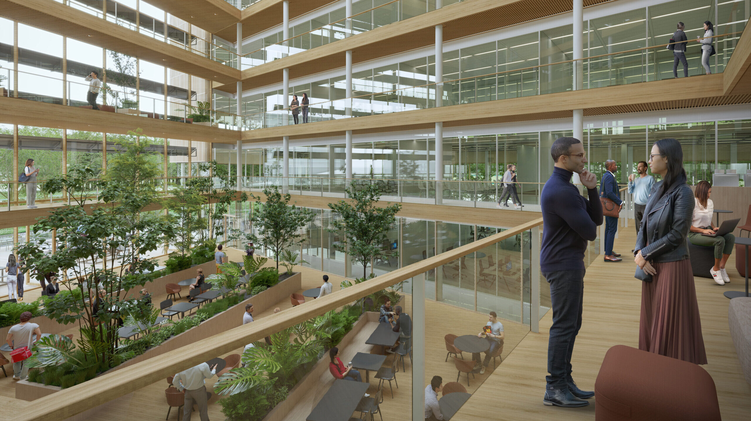 Shared meeting spaces next to the laboratory and office spaces in Plus Ultra Utrecht.